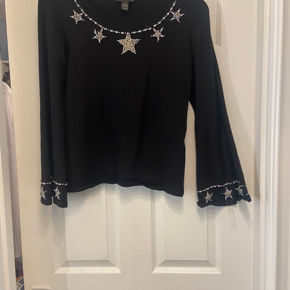 Black Star Embellished Women's Top